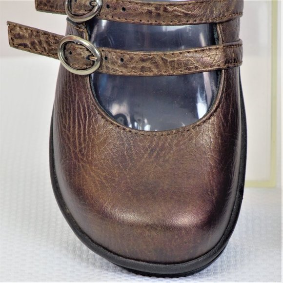 Sanita Danish Design Metallic Bronze Leather Mary Jane Women Clog Shoes - Picture 12 of 16